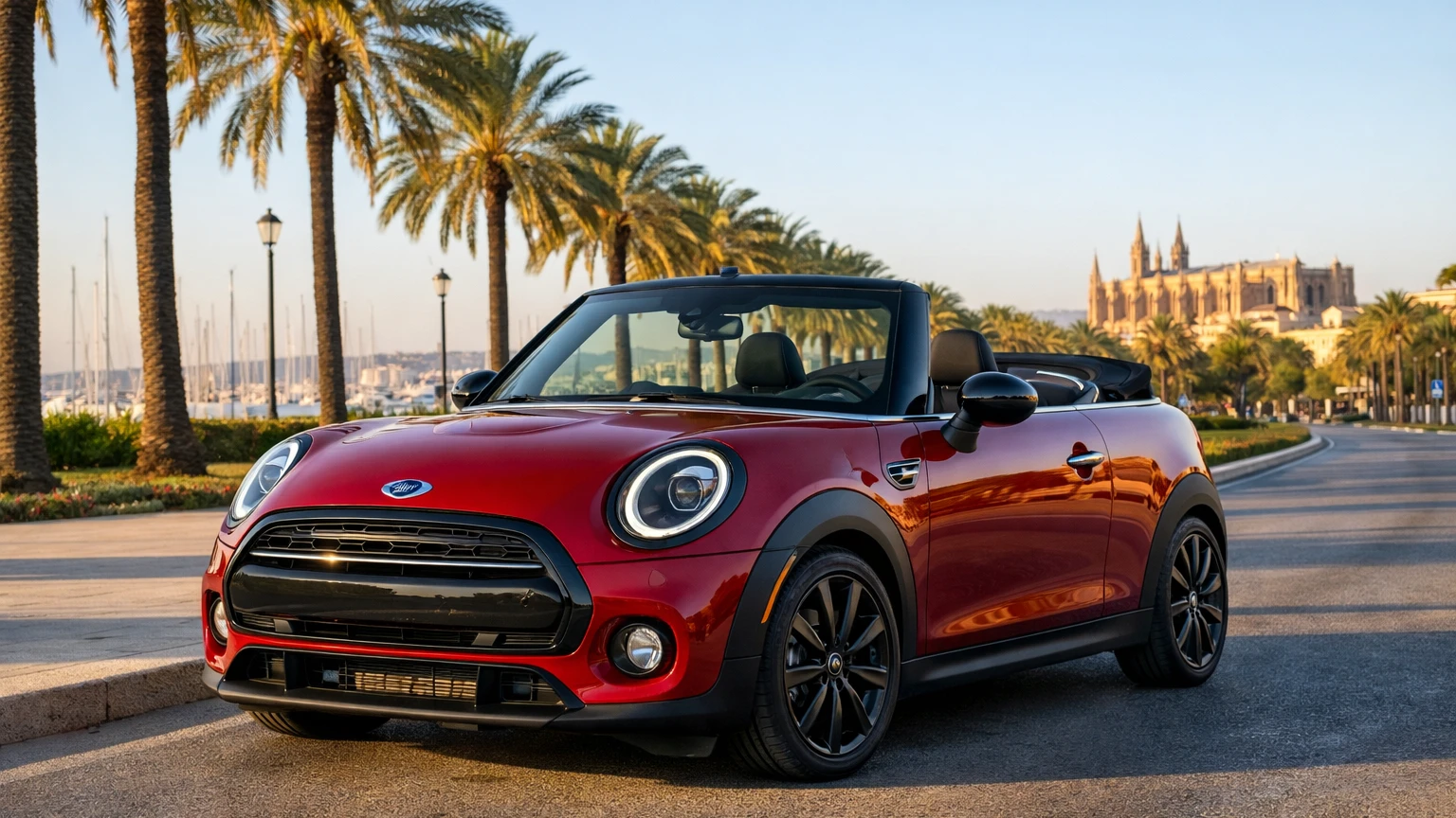 Convertible car rental Palma de Mallorca - MINI Cooper Convertible open top