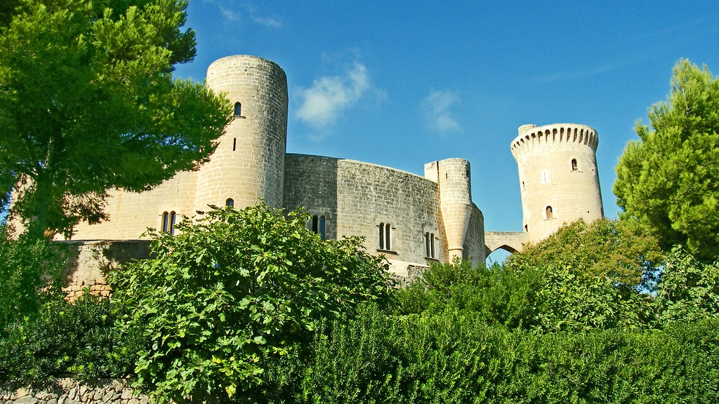 Castillo de Bellver circular Gothic castle in Palma de Mallorca accessible by rental car